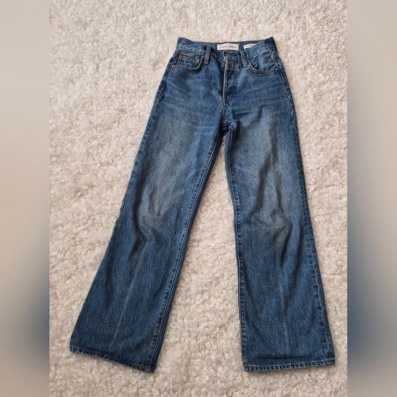 Denim Forum The Farrah High Rise Wide Leg Jeans Blue 23 Organic Cotton 70's - Picture 6 of 16